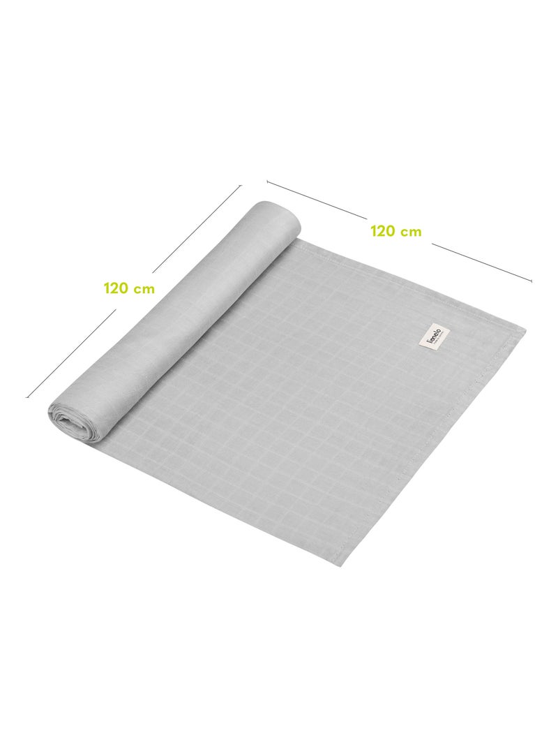 Fralda de bebé de bambu 120 x 120 cm – LIONELO – 100% algodão – Hipoalergénica Cinza - Kiabi