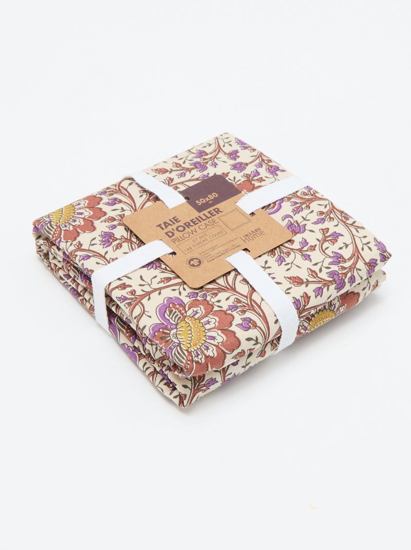 Fronha 50 x 80 cm com estampado floral Bege - Kiabi