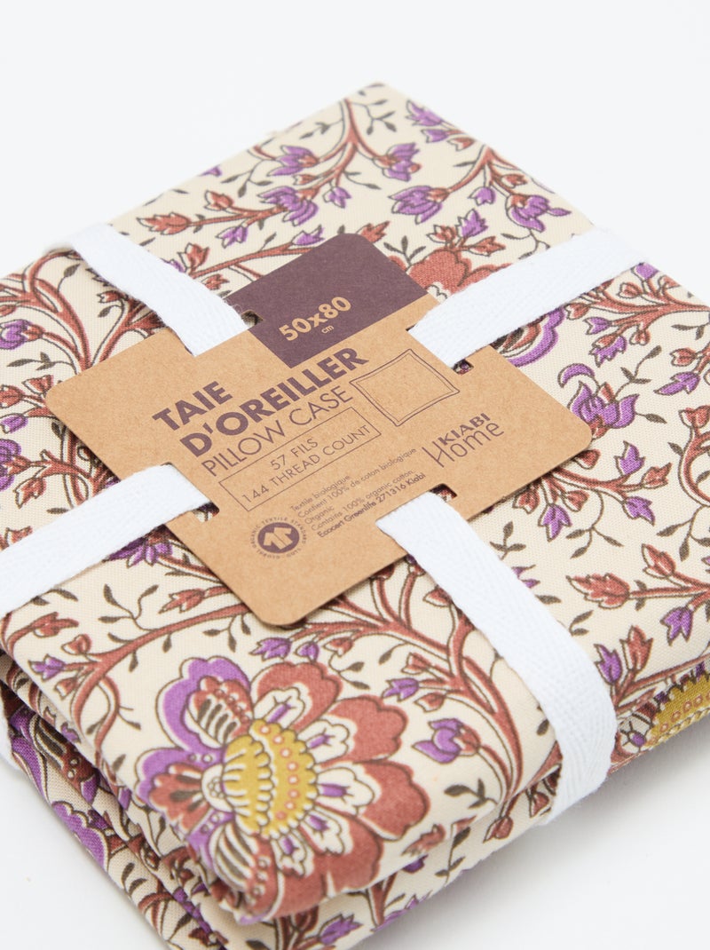 Fronha 50 x 80 cm com estampado floral Bege - Kiabi