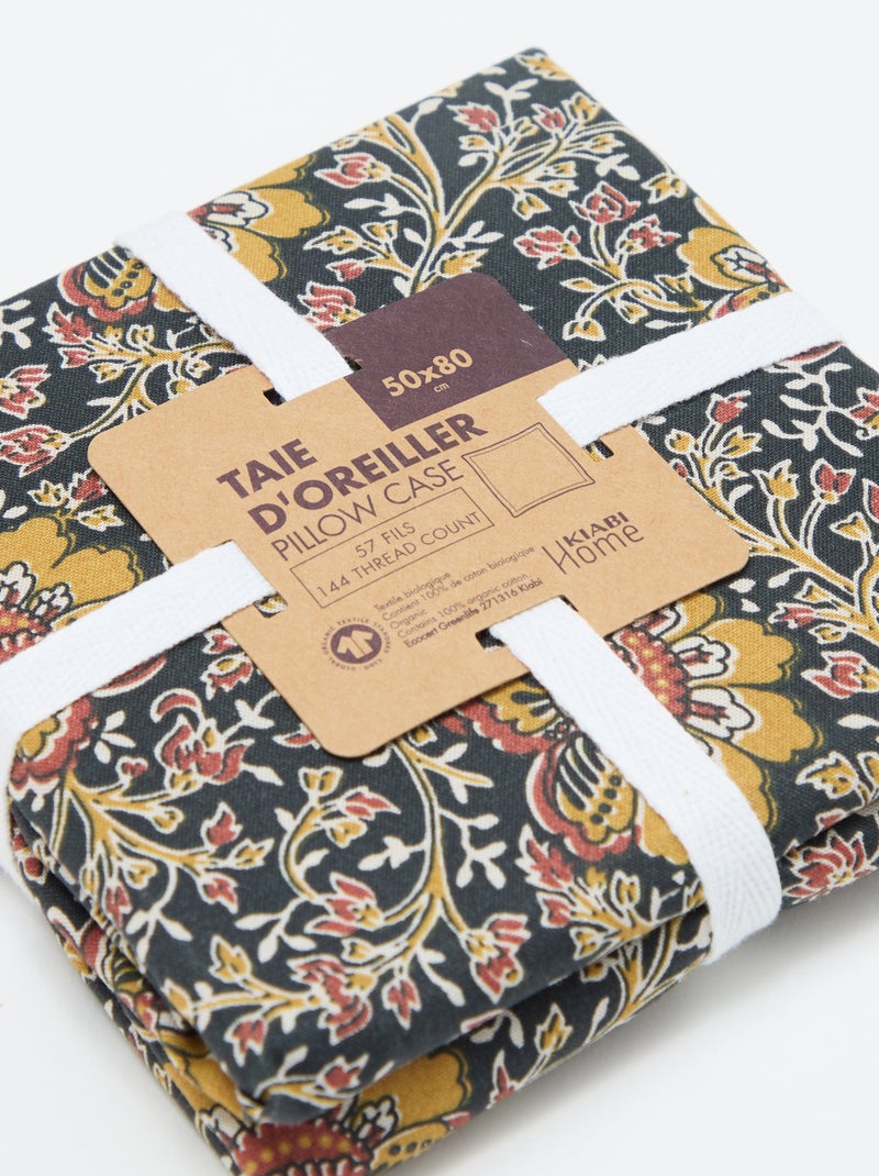 Fronha 50 x 80 cm com estampado floral Preto - Kiabi