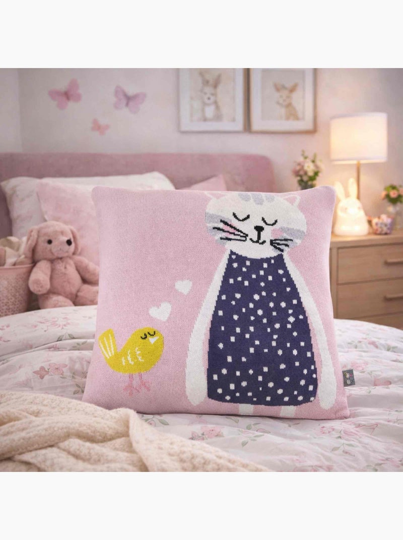 Fronha de almofada em algodão orgânico tricotado | sevira kids Rosa - Kiabi