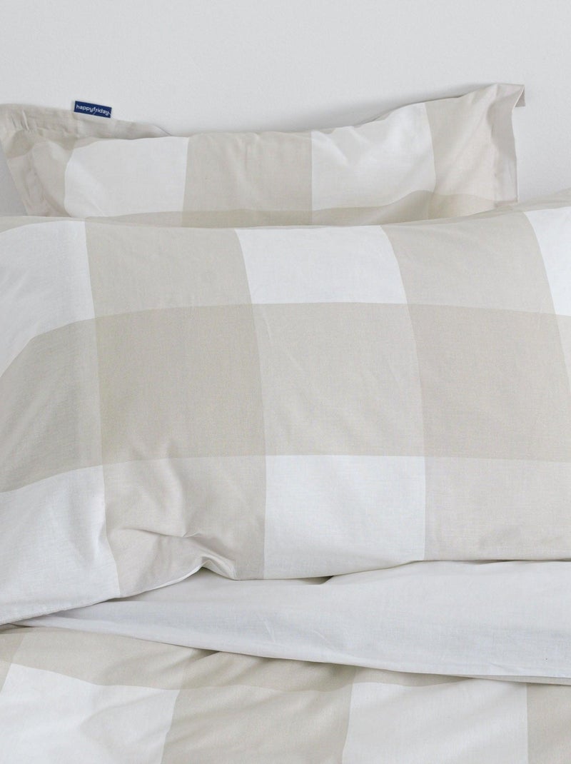 Fronha de almofada Gingham "Happyfriday" Bege - Kiabi