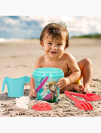 Frozen conjunto de balde de praia com acessórios e saco de transporte