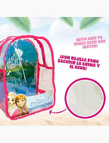 Frozen conjunto de balde de praia com acessórios e saco de transporte