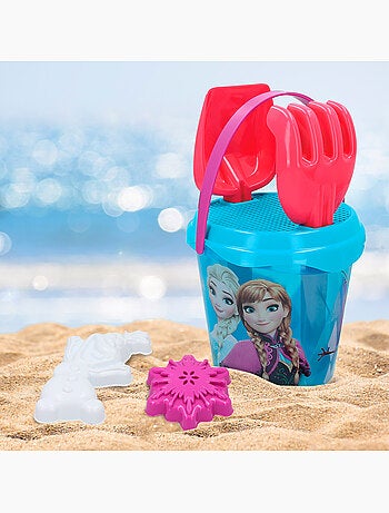 Frozen conjunto de balde de praia com acessórios e saco de transporte