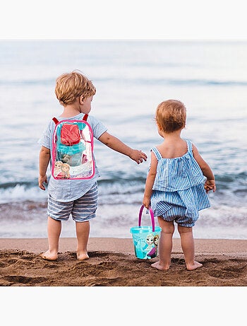 Frozen conjunto de balde de praia com acessórios e saco de transporte