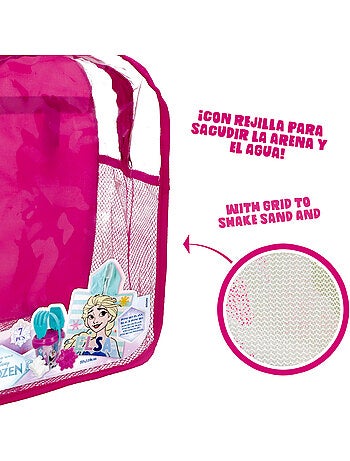 Frozen conjunto de balde de praia com acessórios, mochila e poncho