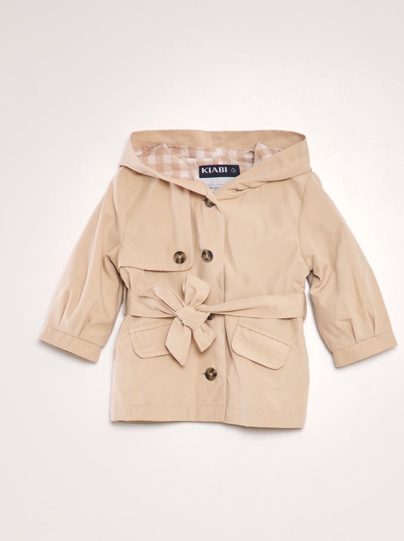 Gabardina com capuz BEGE - Kiabi