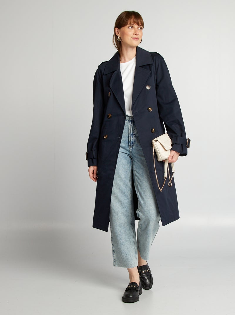 Gabardina comprida lisa AZUL - Kiabi