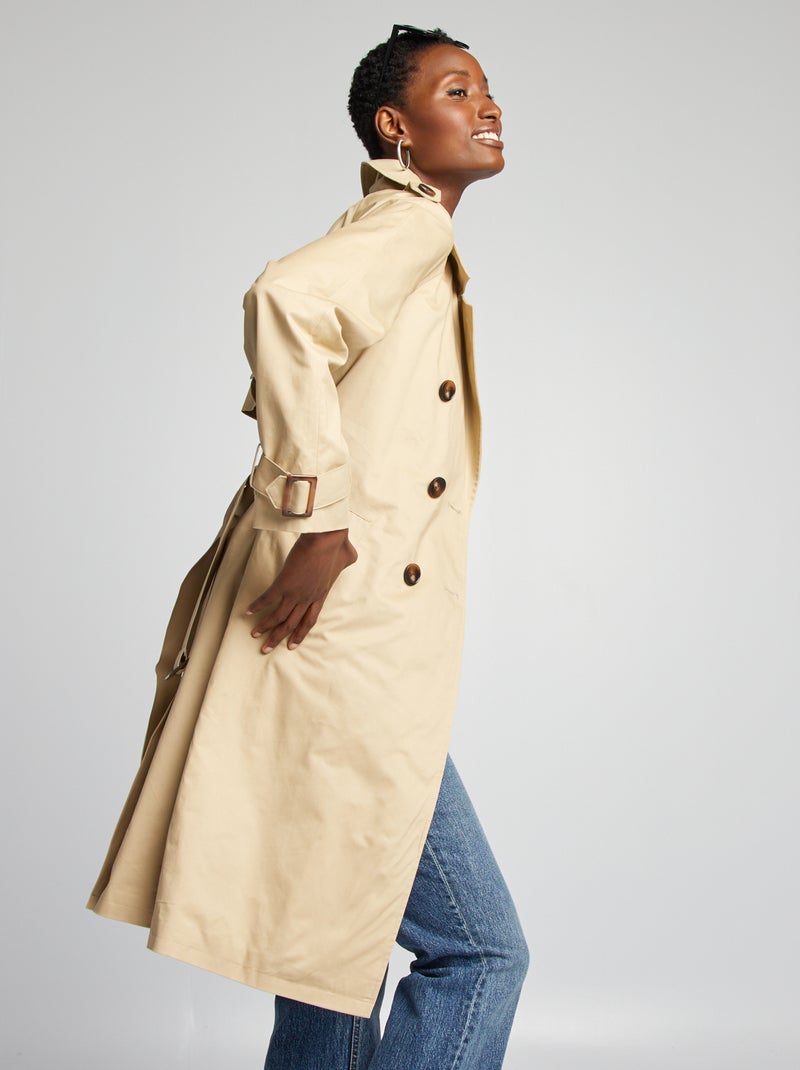 Gabardina comprida lisa BEGE - Kiabi