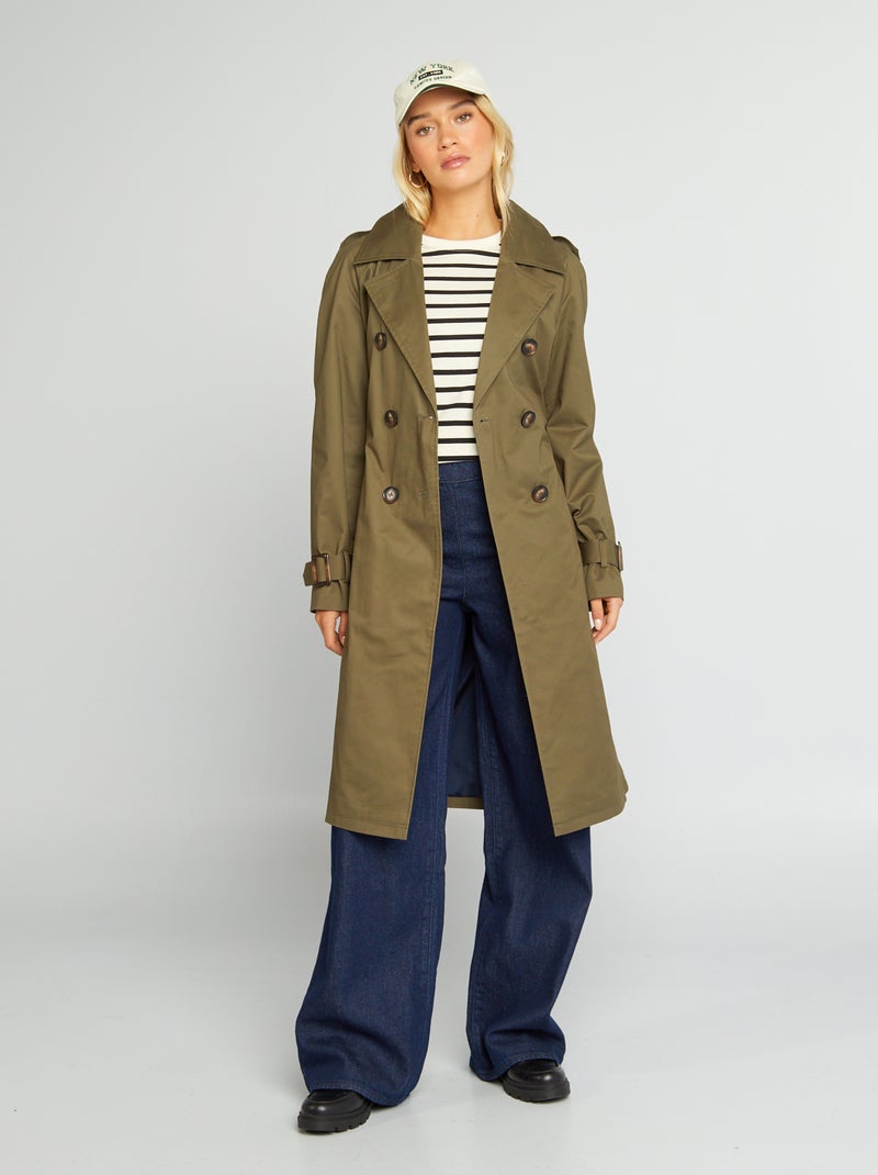 Gabardina comprida lisa CAQUI - Kiabi
