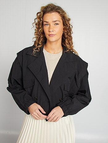 Gabardina curta - corte cropped