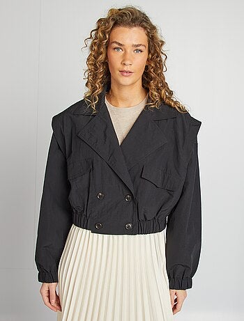 Gabardina curta - corte cropped