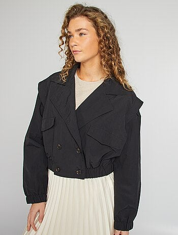 Gabardina curta - corte cropped