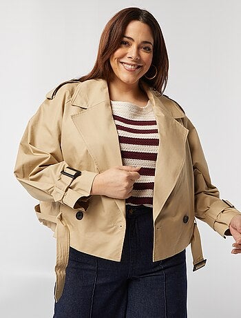 Gabardina curta impermeável