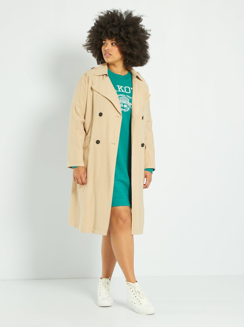 Gabardina em malha fluida BEGE - Kiabi