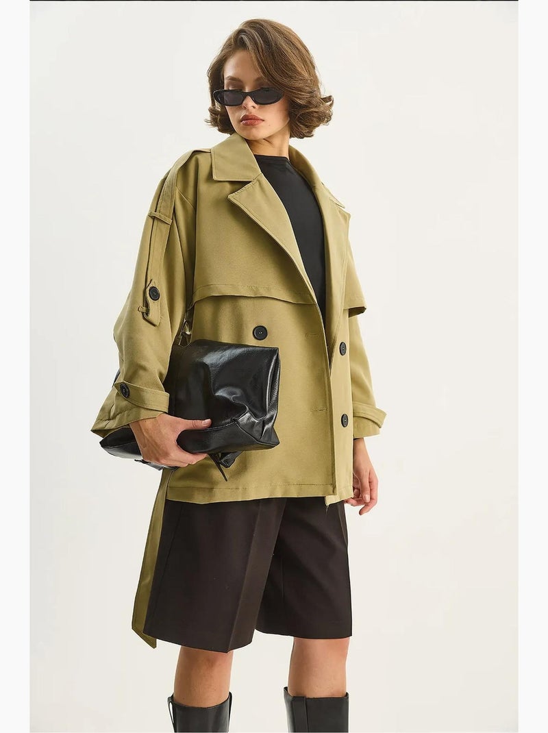 Gabardina midi com botões lucci Verde escuro - Kiabi