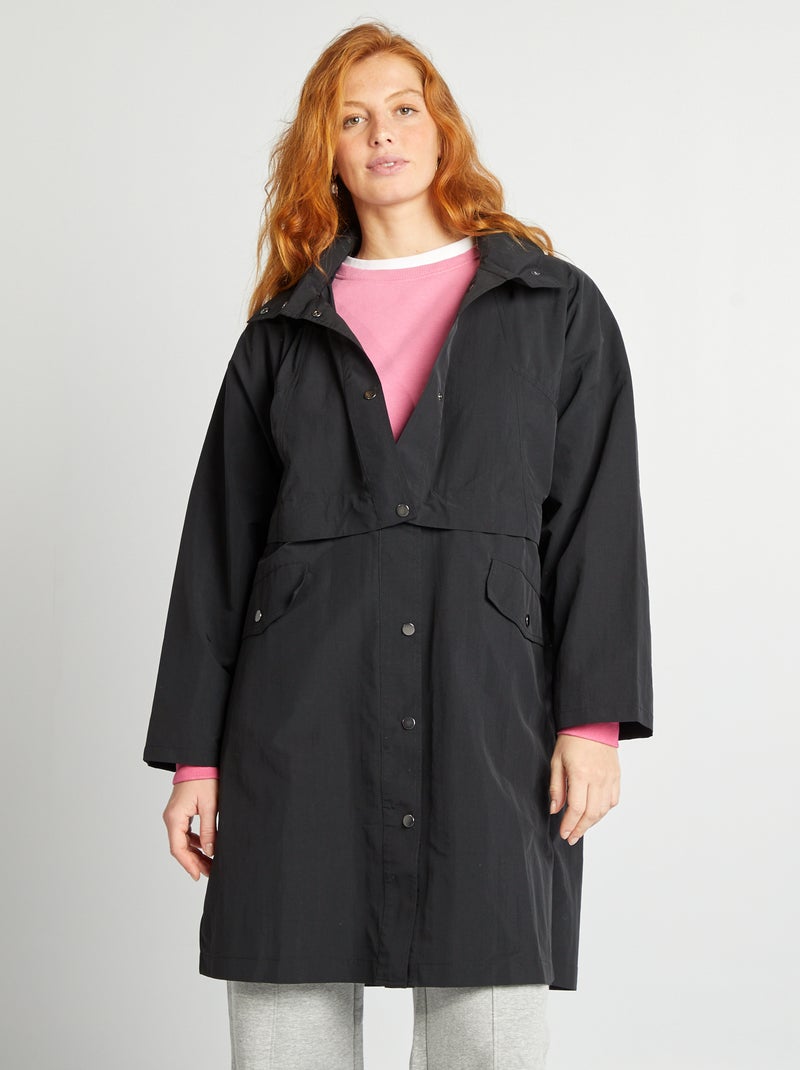 Gabardina oversize 2 em 1 Preto - Kiabi