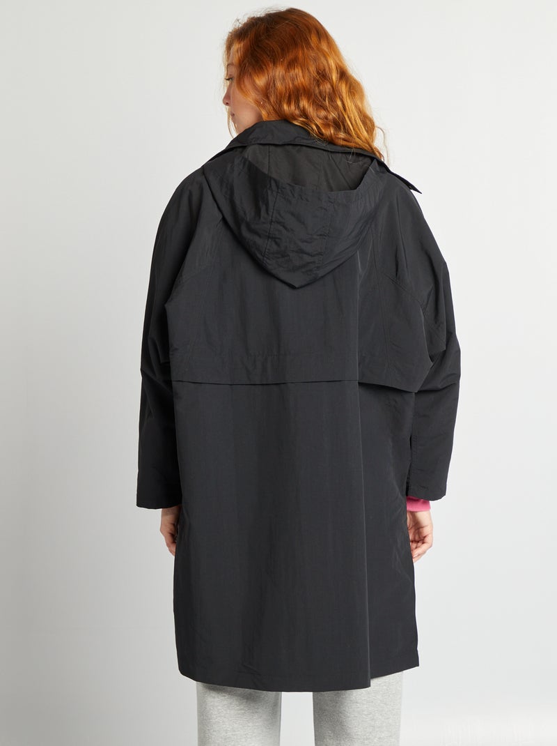 Gabardina oversize 2 em 1 Preto - Kiabi