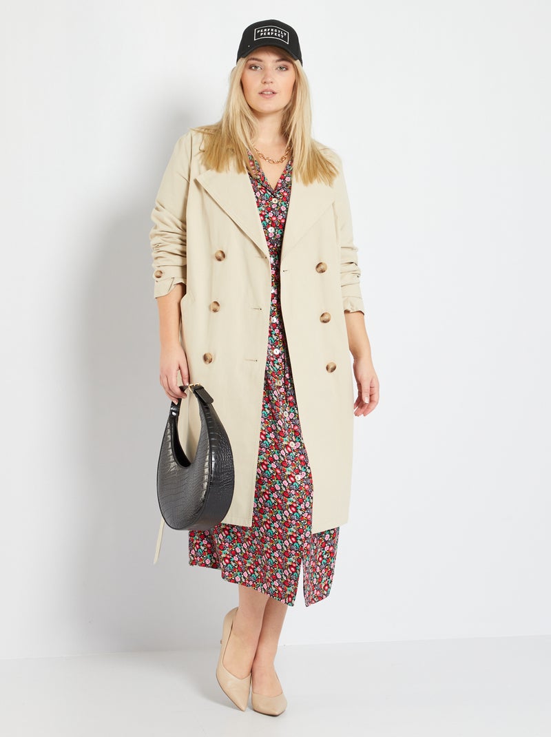 Gabardine com cinto BEGE - Kiabi