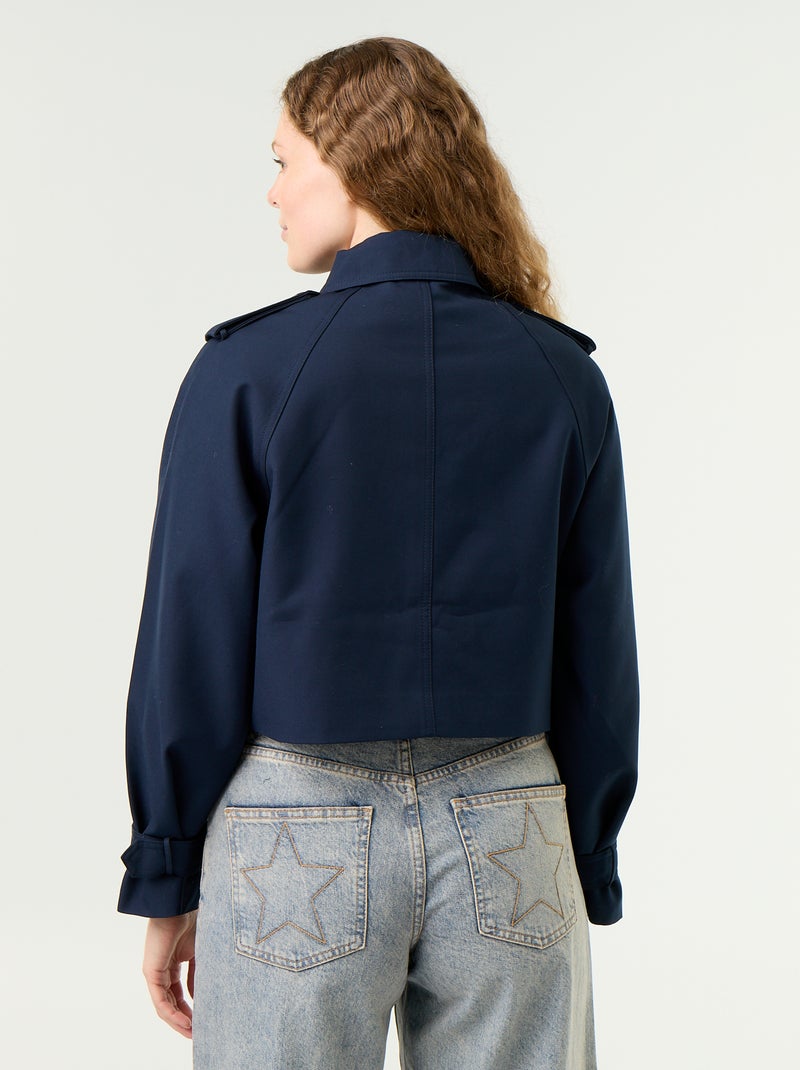Gabardine curta de algodão Azul - Kiabi