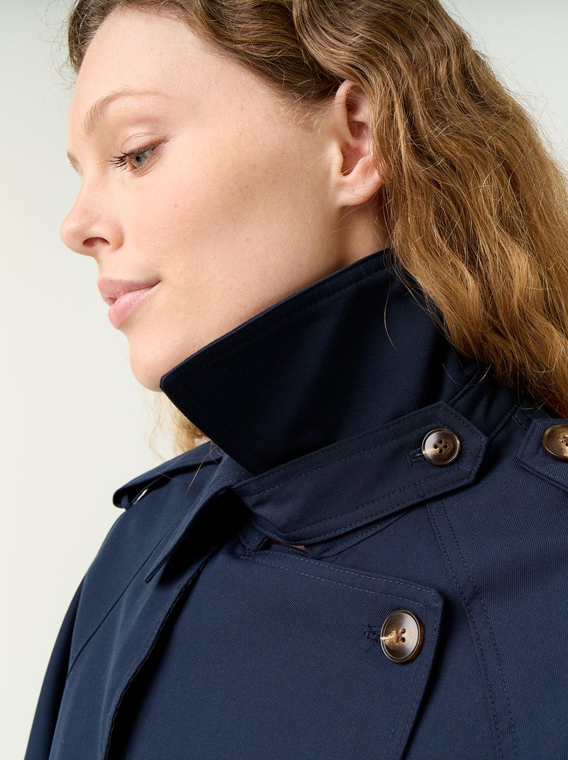Gabardine curta de algodão Azul - Kiabi