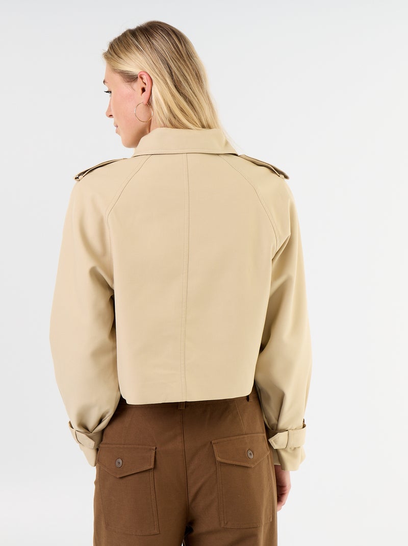 Gabardine curta de algodão Bege - Kiabi