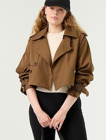 Gabardine curta de algodão