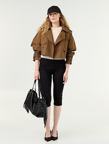 Gabardine curta de algodão