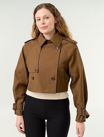 Gabardine curta de algodão