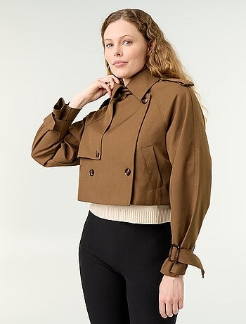 Gabardine curta de algodão
