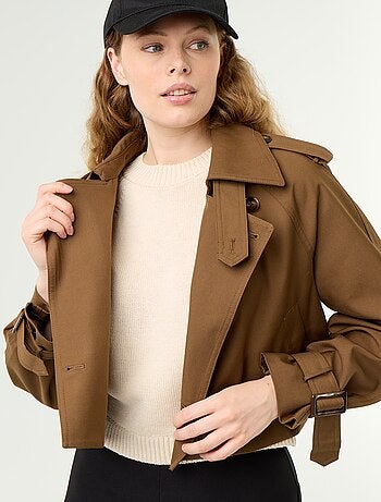 Gabardine curta de algodão