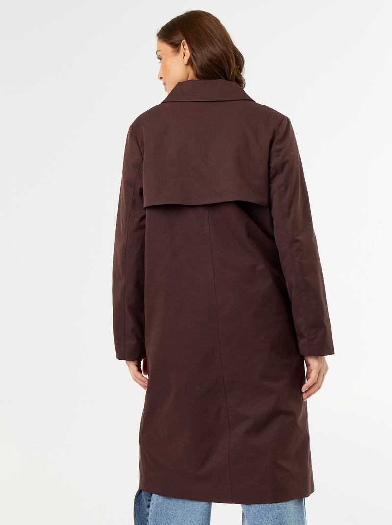 Gabardine de comprimento médio com forro interior Castanho - Kiabi