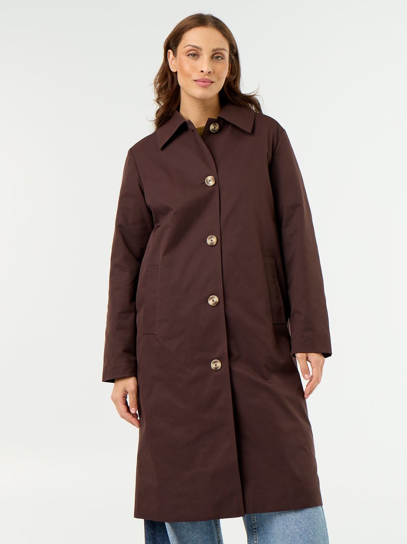 Gabardine de comprimento médio com forro interior Castanho - Kiabi