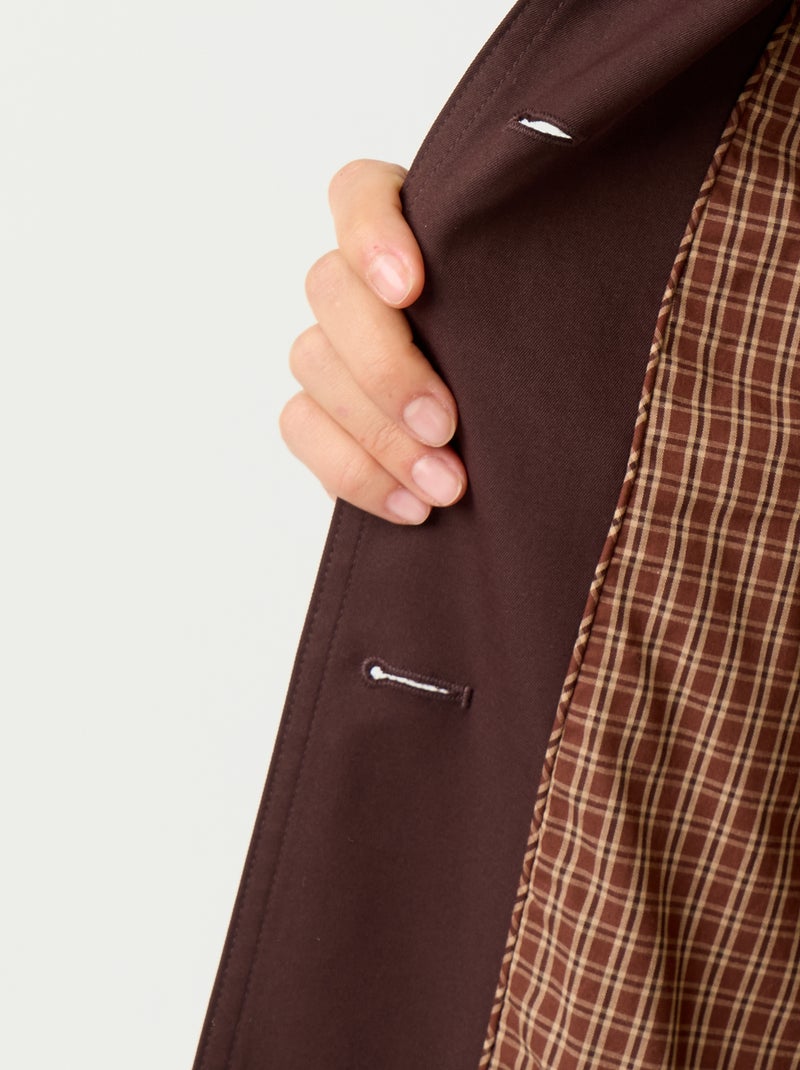 Gabardine de comprimento médio com forro interior Castanho - Kiabi