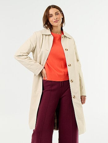 Gabardine de comprimento médio com forro interior