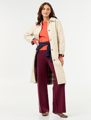 Gabardine de comprimento médio com forro interior
