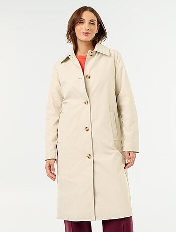 Gabardine de comprimento médio com forro interior