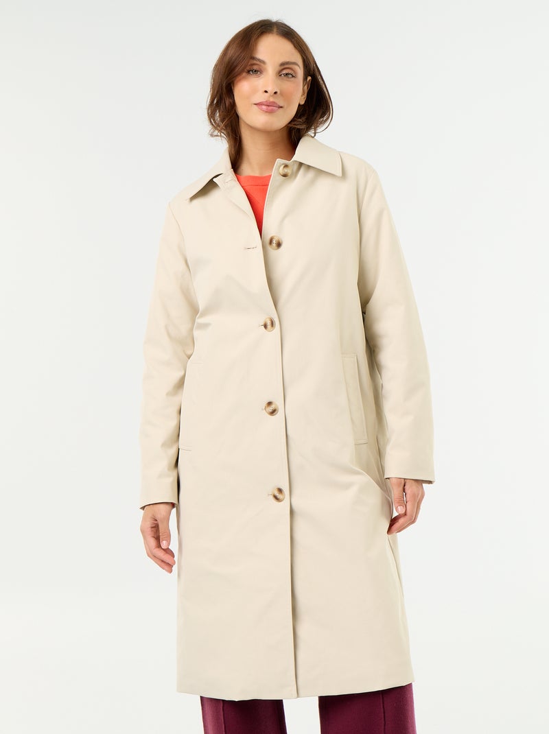 Gabardine de comprimento médio com forro interior Castanho - Kiabi