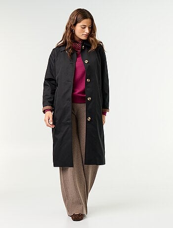 Gabardine de comprimento médio com forro interior