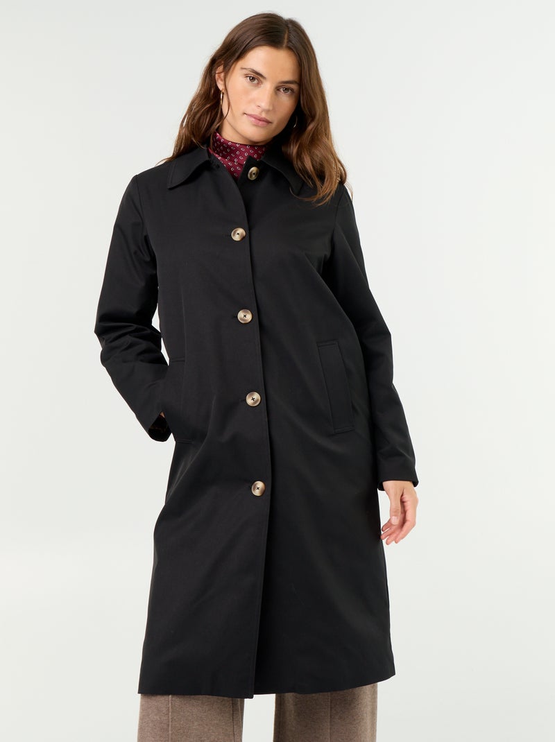 Gabardine de comprimento médio com forro interior Preto - Kiabi
