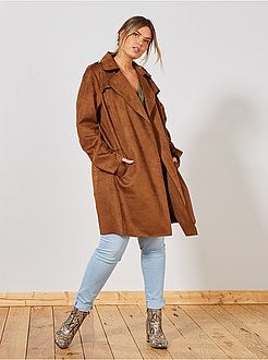 Gabardine em camurça sintética com cinto - Kiabi