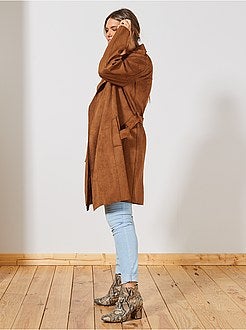 Gabardine em camurça sintética com cinto - Kiabi