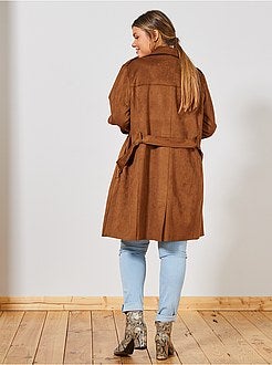 Gabardine em camurça sintética com cinto - Kiabi