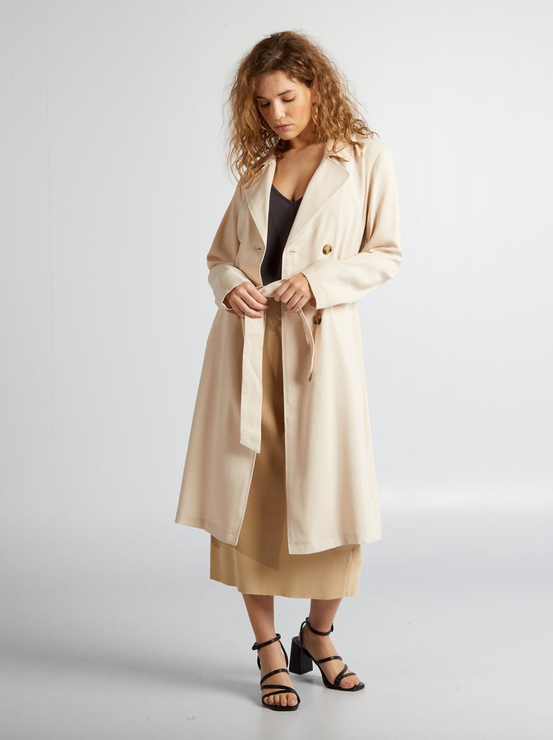Gabardine fluida cintada BEGE - Kiabi