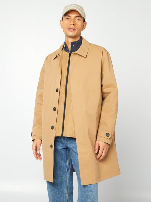 Gabardine semi-comprida com casaco acolchoado sem mangas no interior - Kiabi