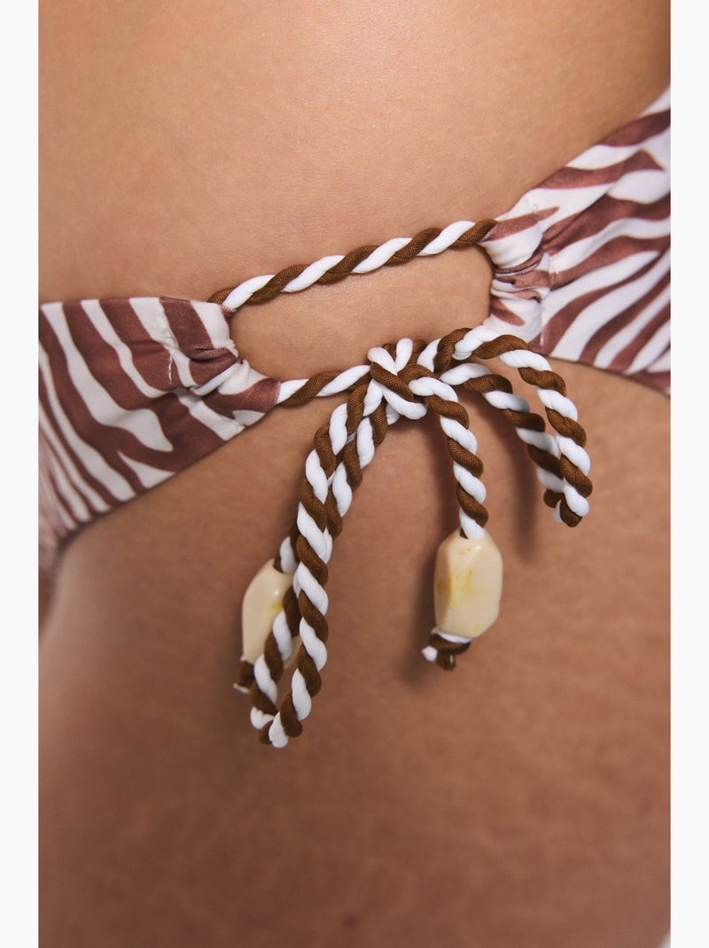 Gale parte de baixo de biquíni com estampa de zebra e corte em v penti Castanho-avelã - Kiabi