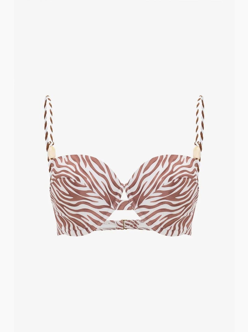 Gale top de biquíni balconette com aro e estampa zebra penti Branco Castanho - Kiabi