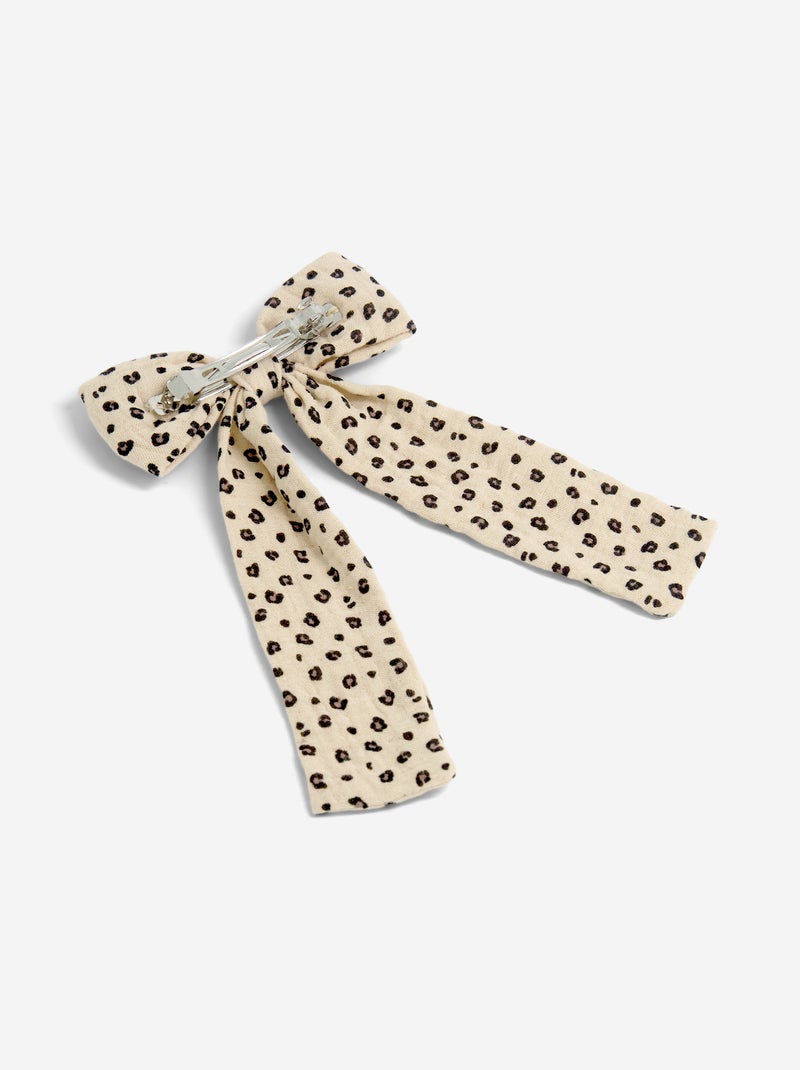 Gancho de cabelo com laço grande estampado Bege - Kiabi