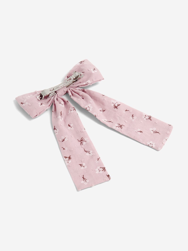 Gancho de cabelo com laço grande estampado Rosa - Kiabi